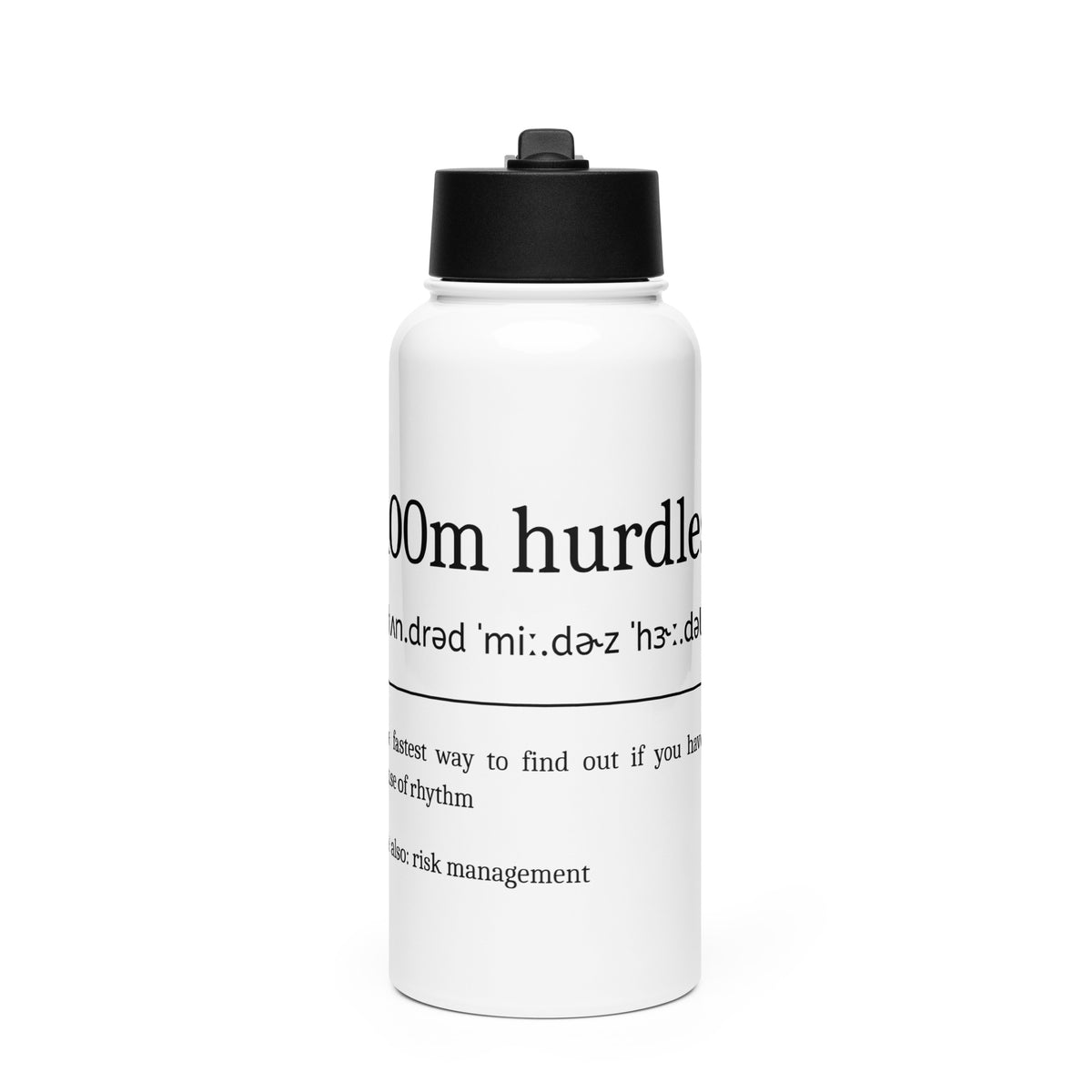 Funny 100m Hurdles Water Bottle: Dictionary Definition front