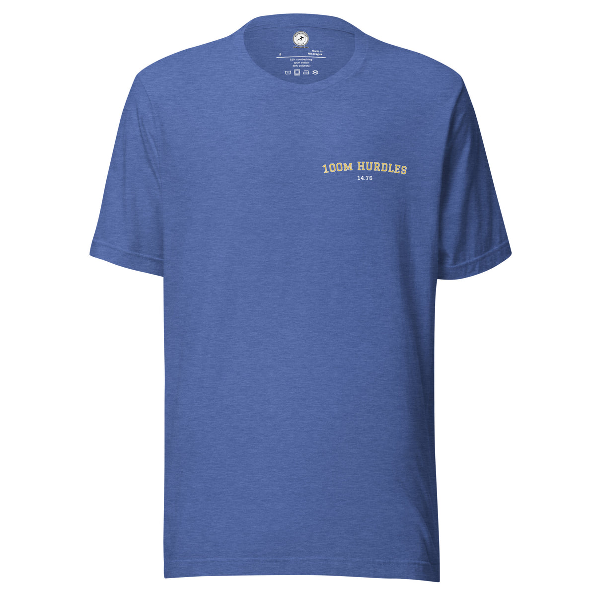Custom 100m Hurdles Personal Best T-shirt heather true royal