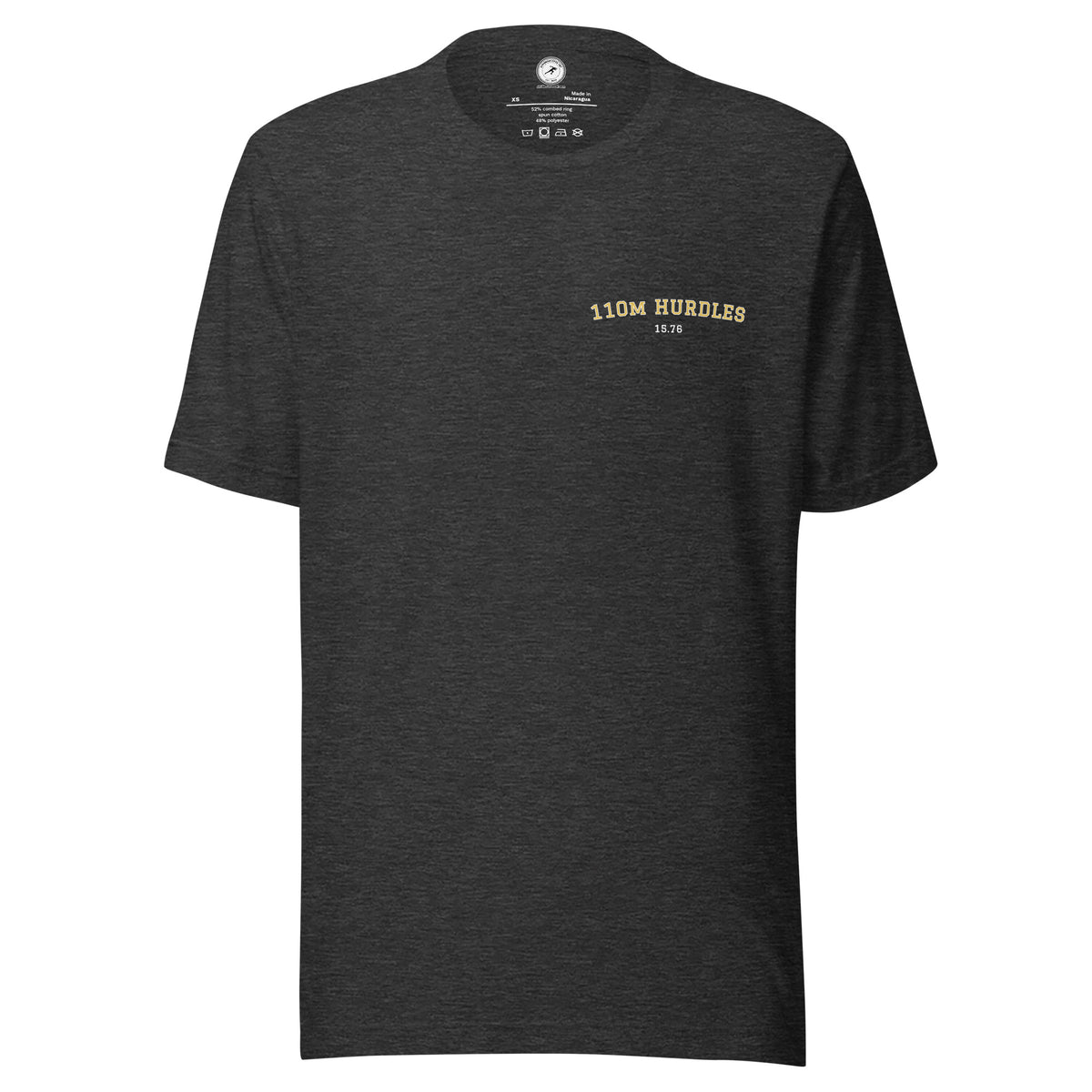 Custom 110m Hurdles Personal Best T-shirt dark grey heather