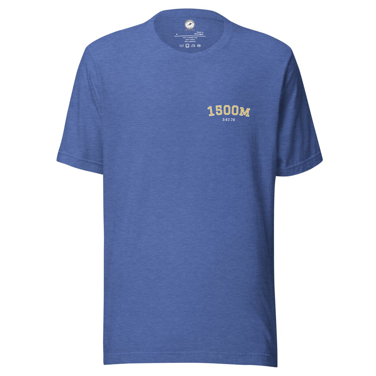 Custom 1500m Personal Best T-shirt heather true royal