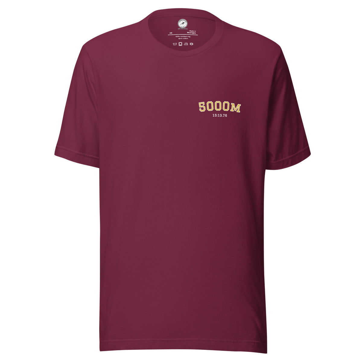 Custom 5000m Personal Best T-shirt maroon