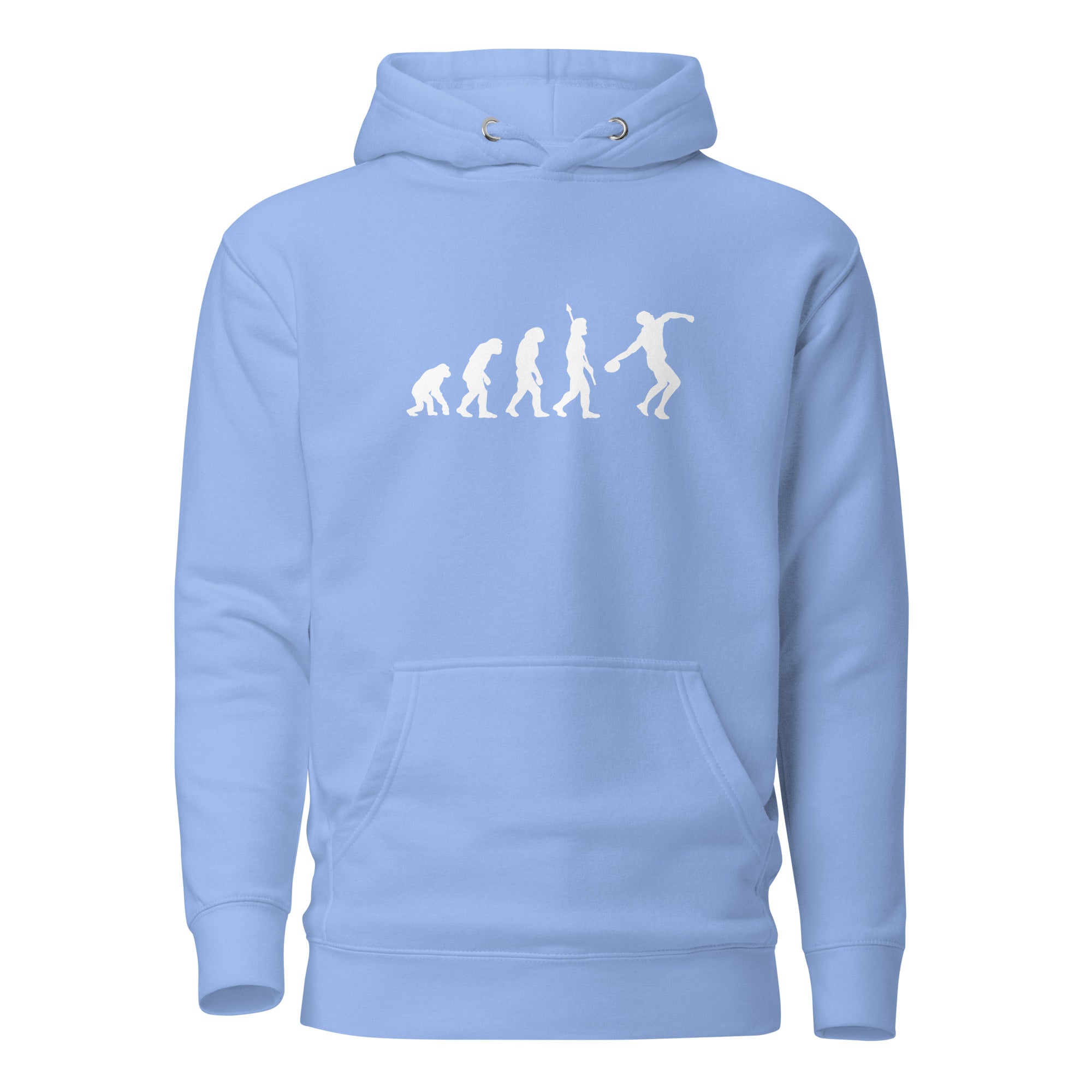 Funny Discus Throw Hoodie: Human Evolution carolina blue