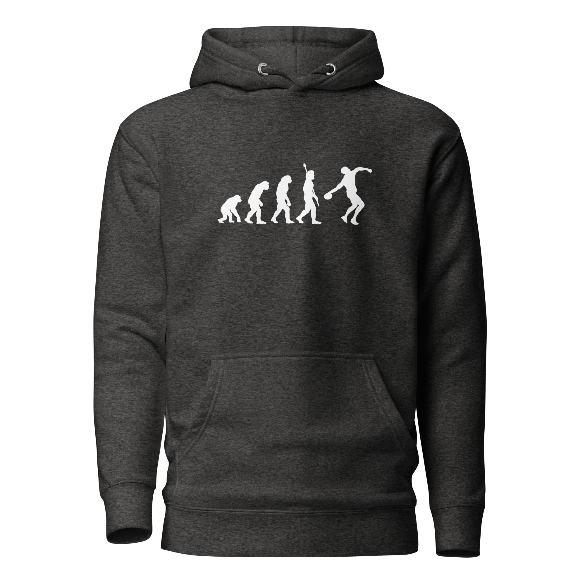 Funny Discus Throw Hoodie: Human Evolution charcoal heather