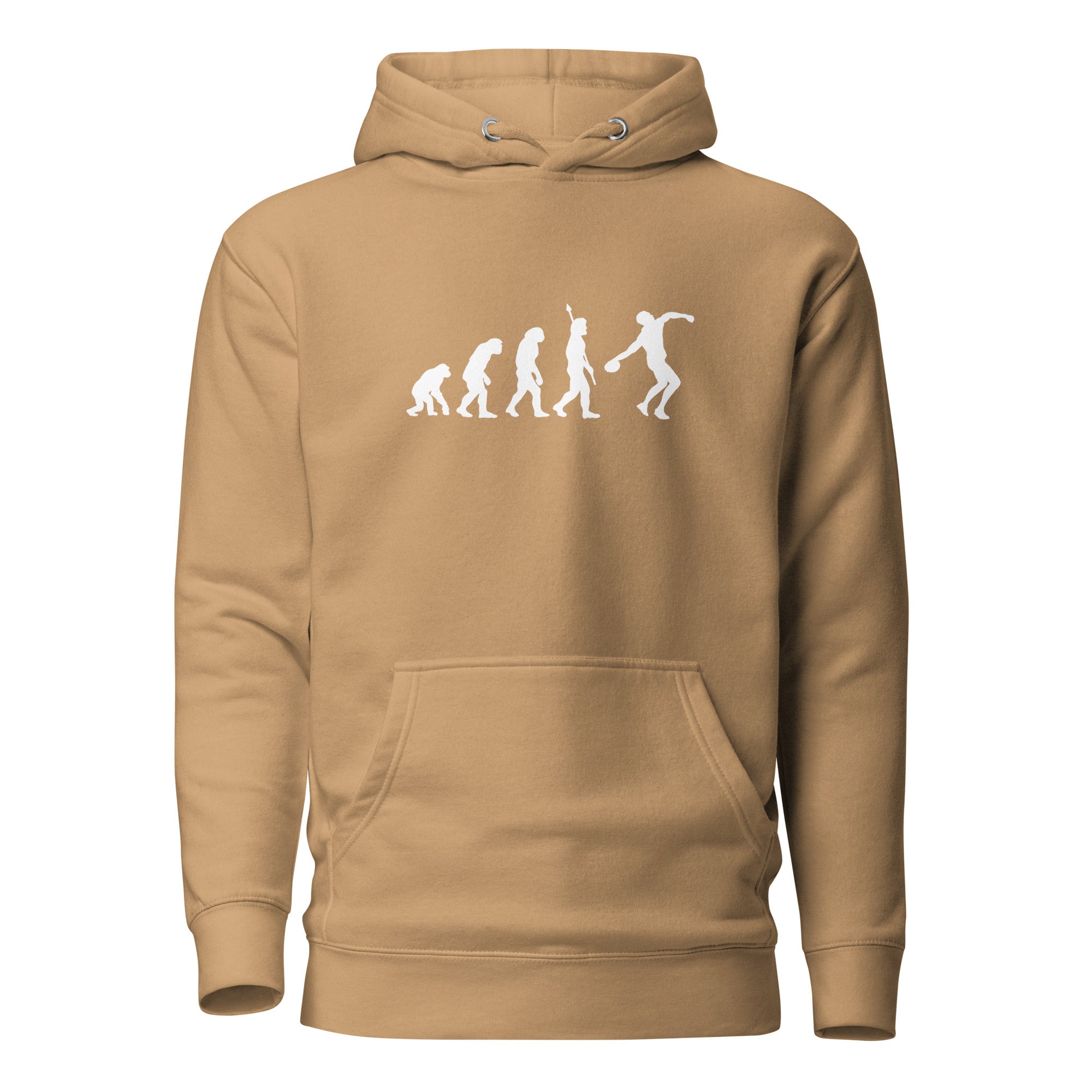 Funny Discus Throw Hoodie: Human Evolution khaki