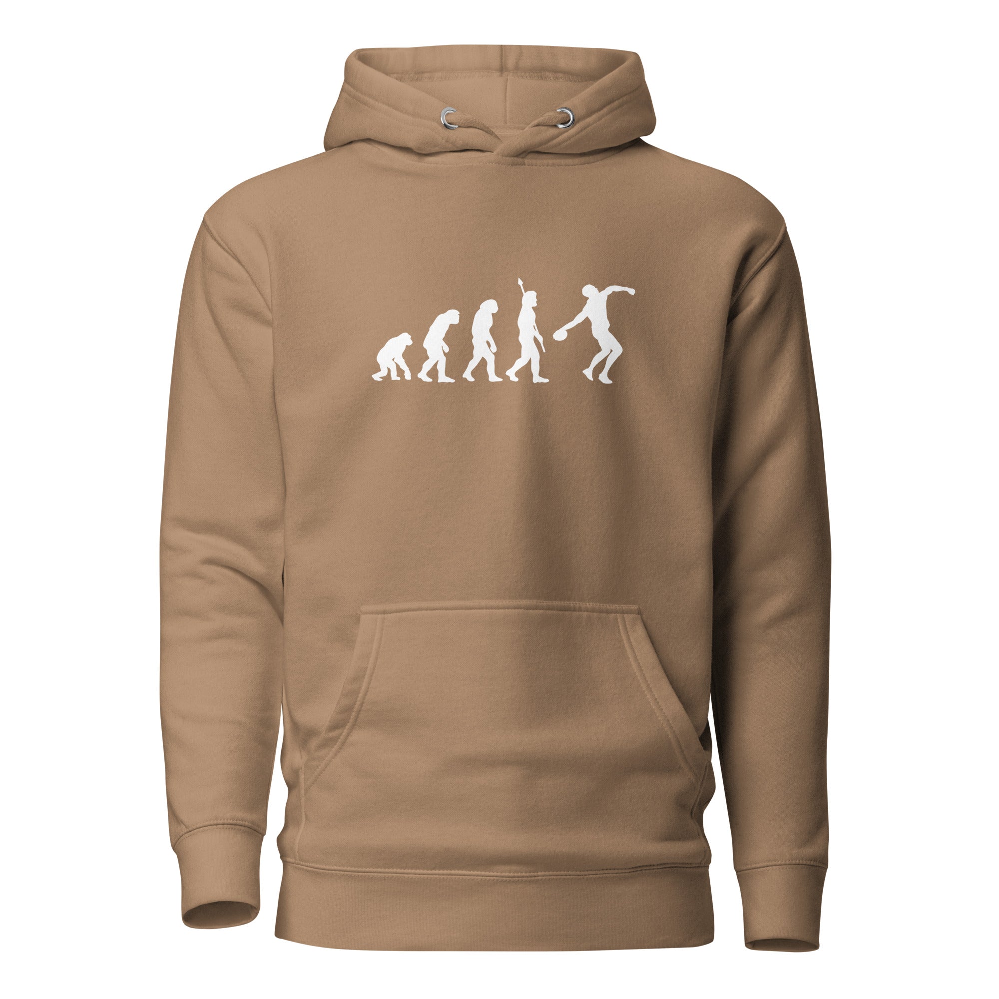 Funny Discus Throw Hoodie: Human Evolution latte