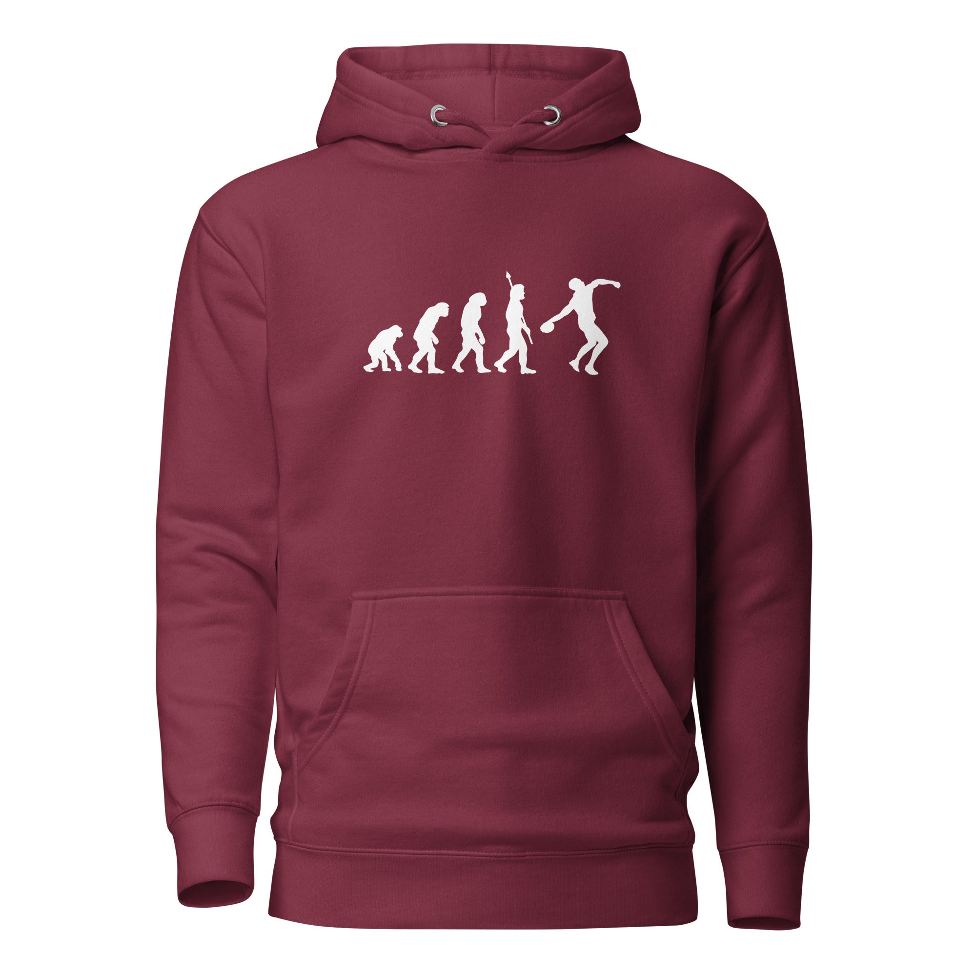 Funny Discus Throw Hoodie: Human Evolution maroon