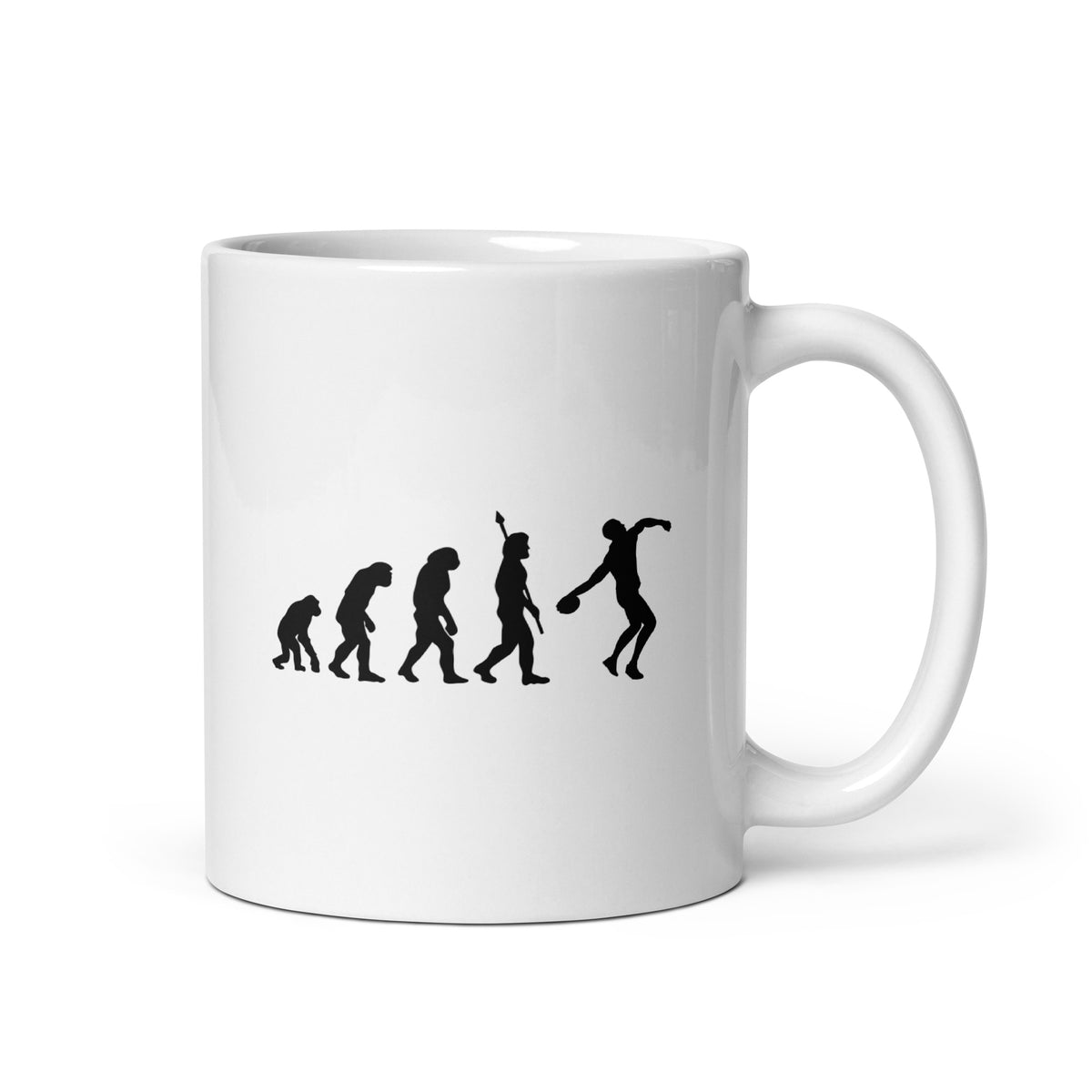 Funny Discus Throw Mug: Human Evolution 