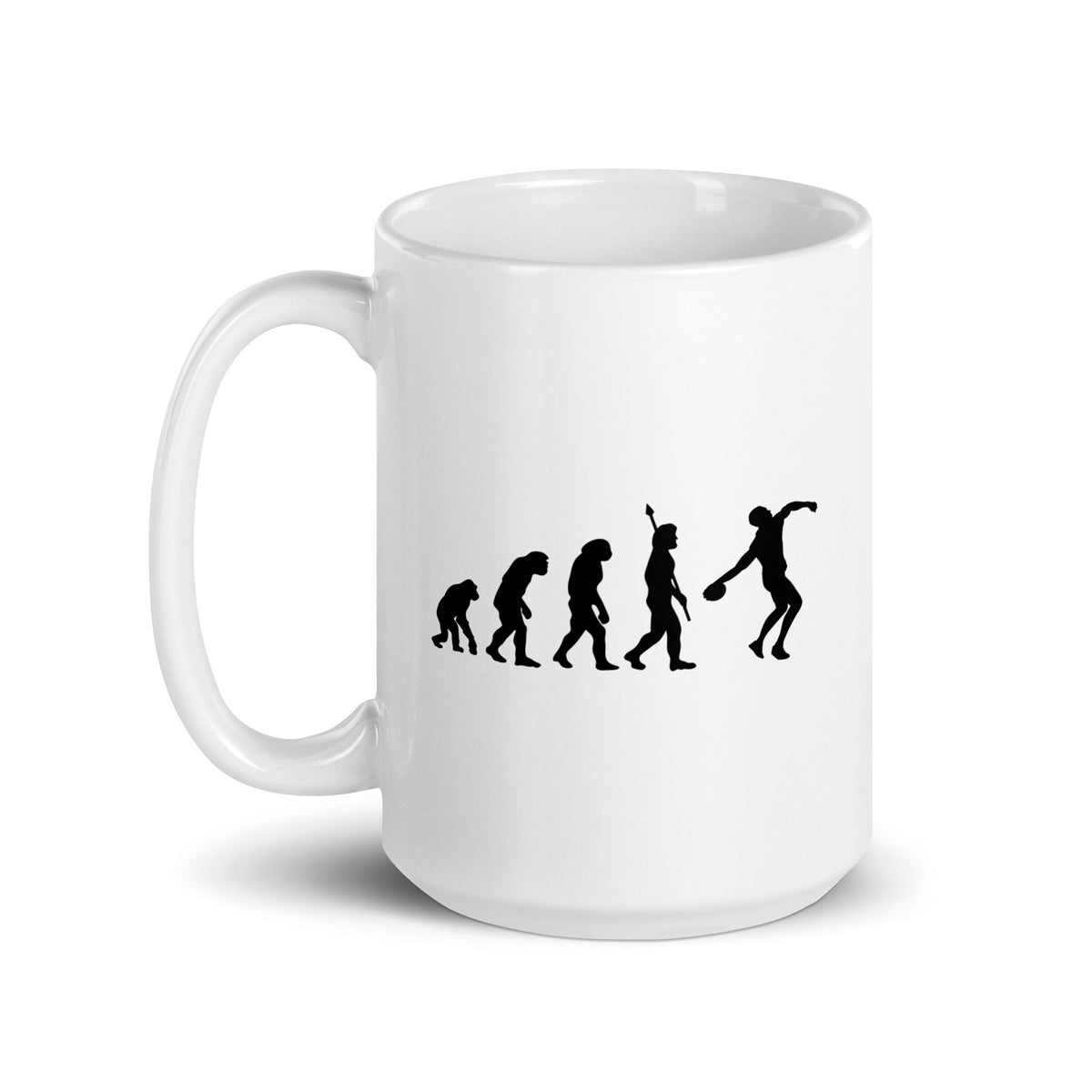 Funny Discus Throw Mug: Human Evolution 15 oz