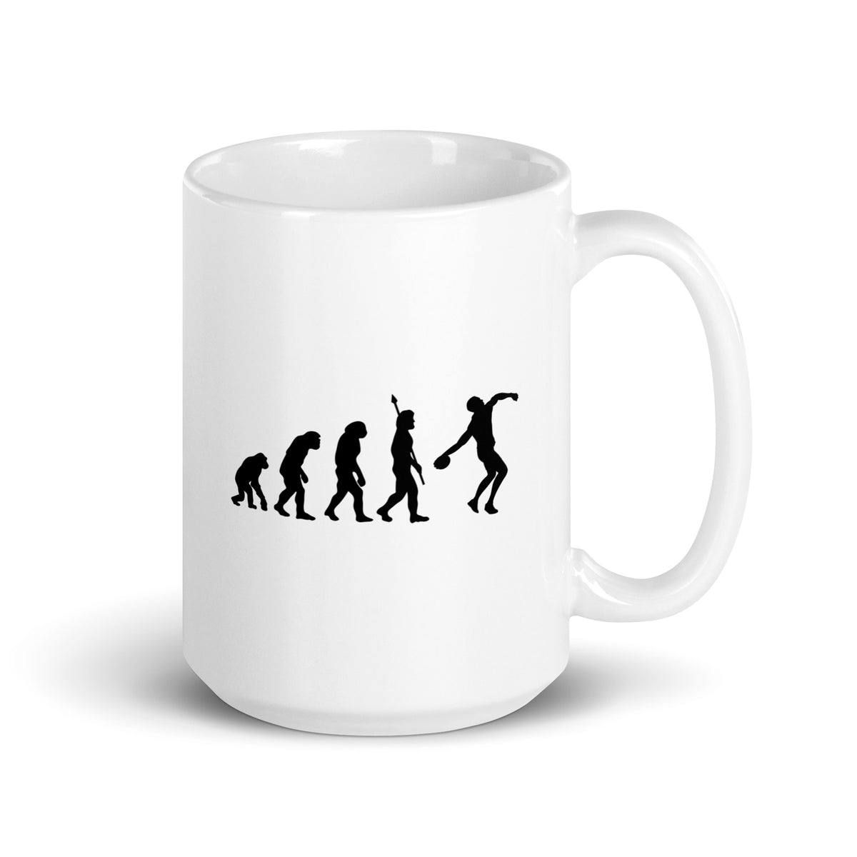 Funny Discus Throw Mug: Human Evolution 15 oz