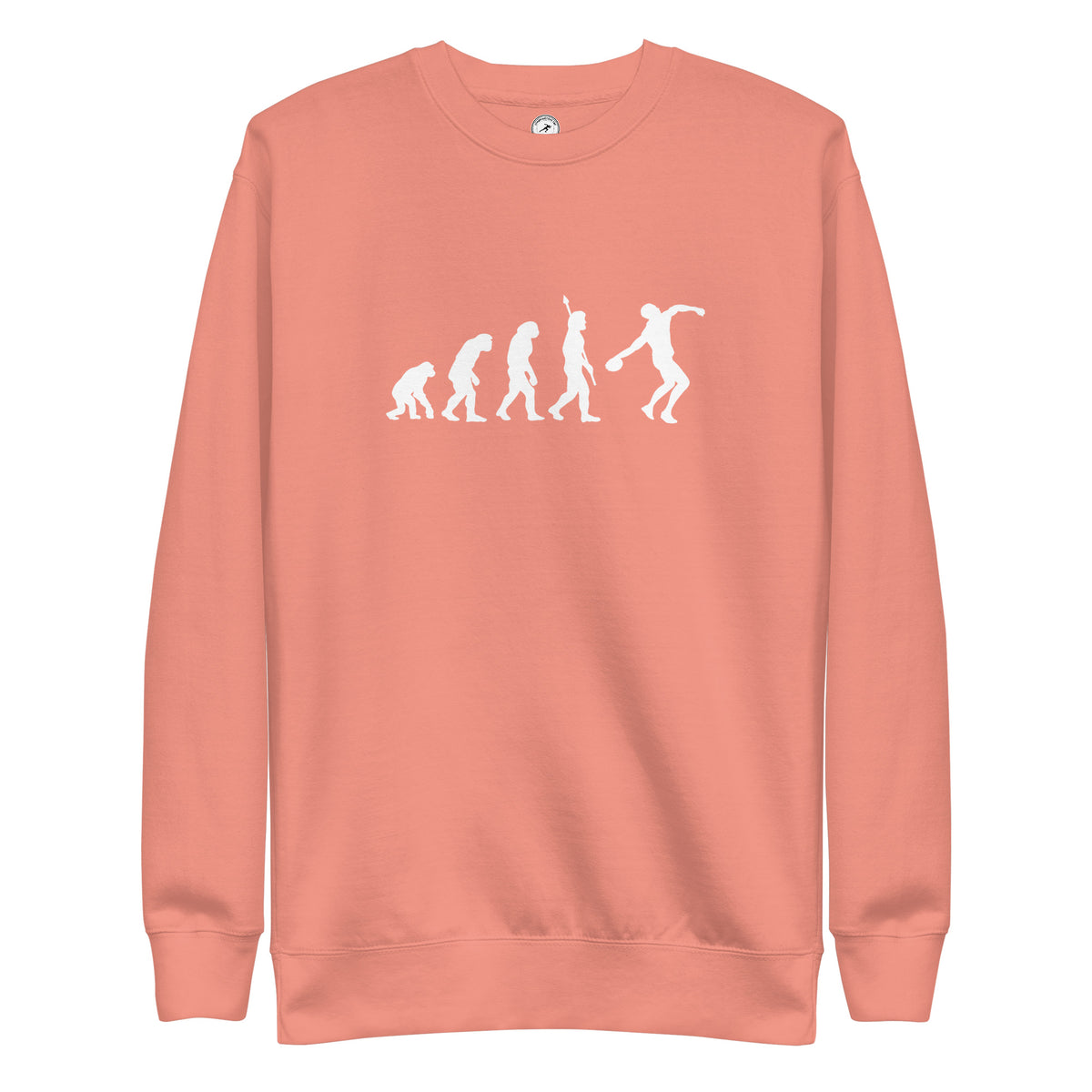 Funny Discus Throw Sweatshirt: Human Evolution dusty rose