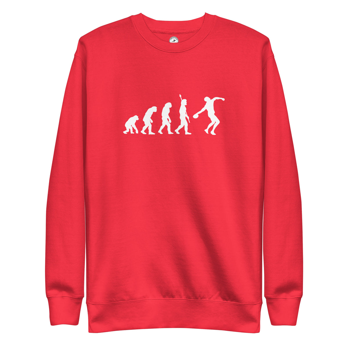 Funny Discus Throw Sweatshirt: Human Evolution team red