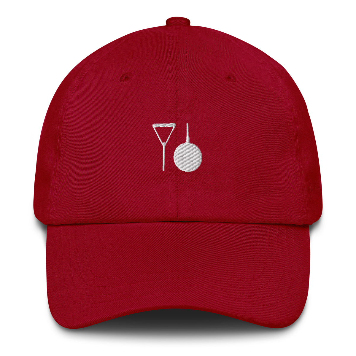 Minimalist Hammer Throw Cap: Embroidered Hammer cranberry