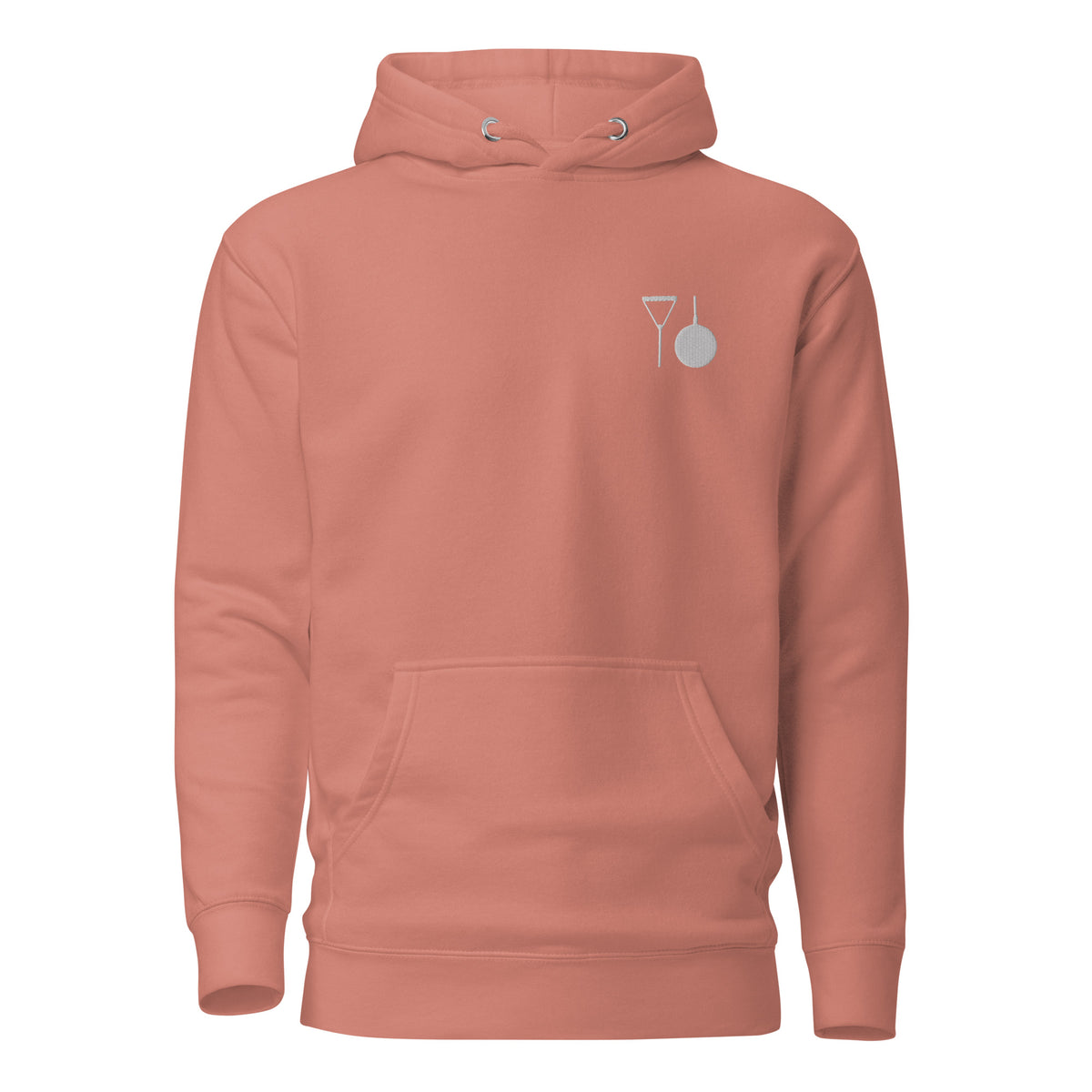 Minimalist Hammer Throw Hoodie: Embroidered Hammer dusty rose