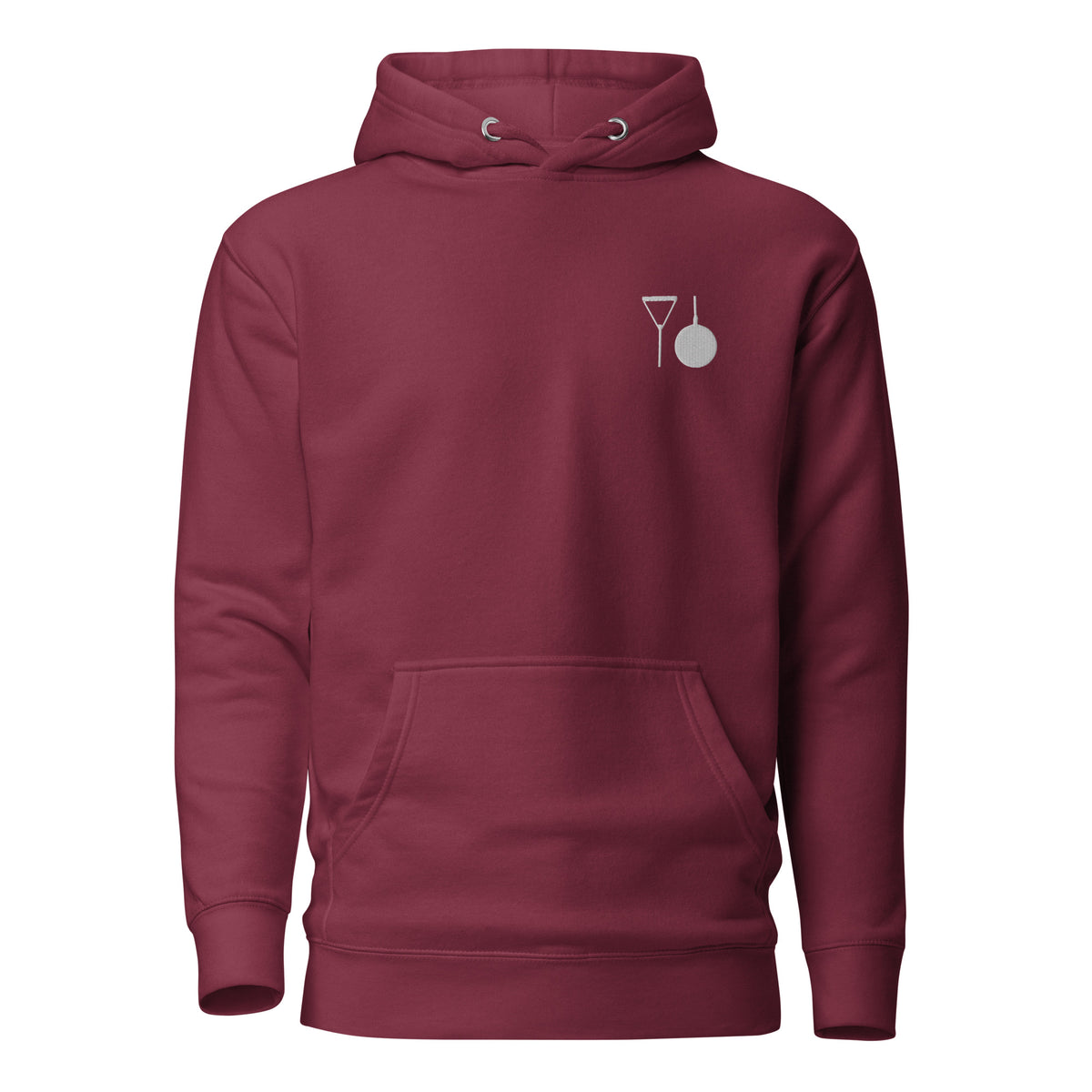 Minimalist Hammer Throw Hoodie: Embroidered Hammer maroon