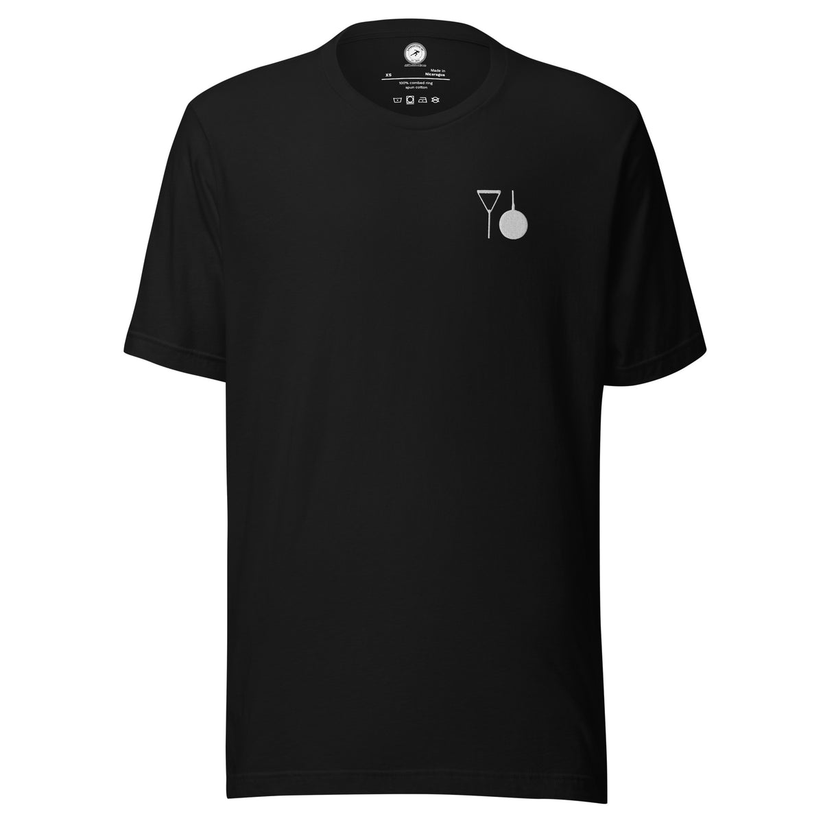 Minimalist Hammer Throw T-shirt: Embroidered Hammer black