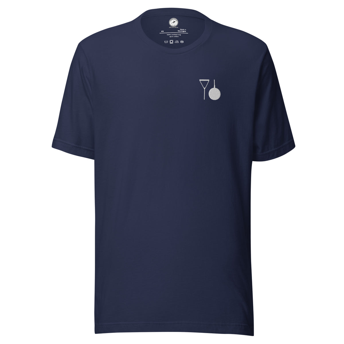 Minimalist Hammer Throw T-shirt: Embroidered Hammer navy
