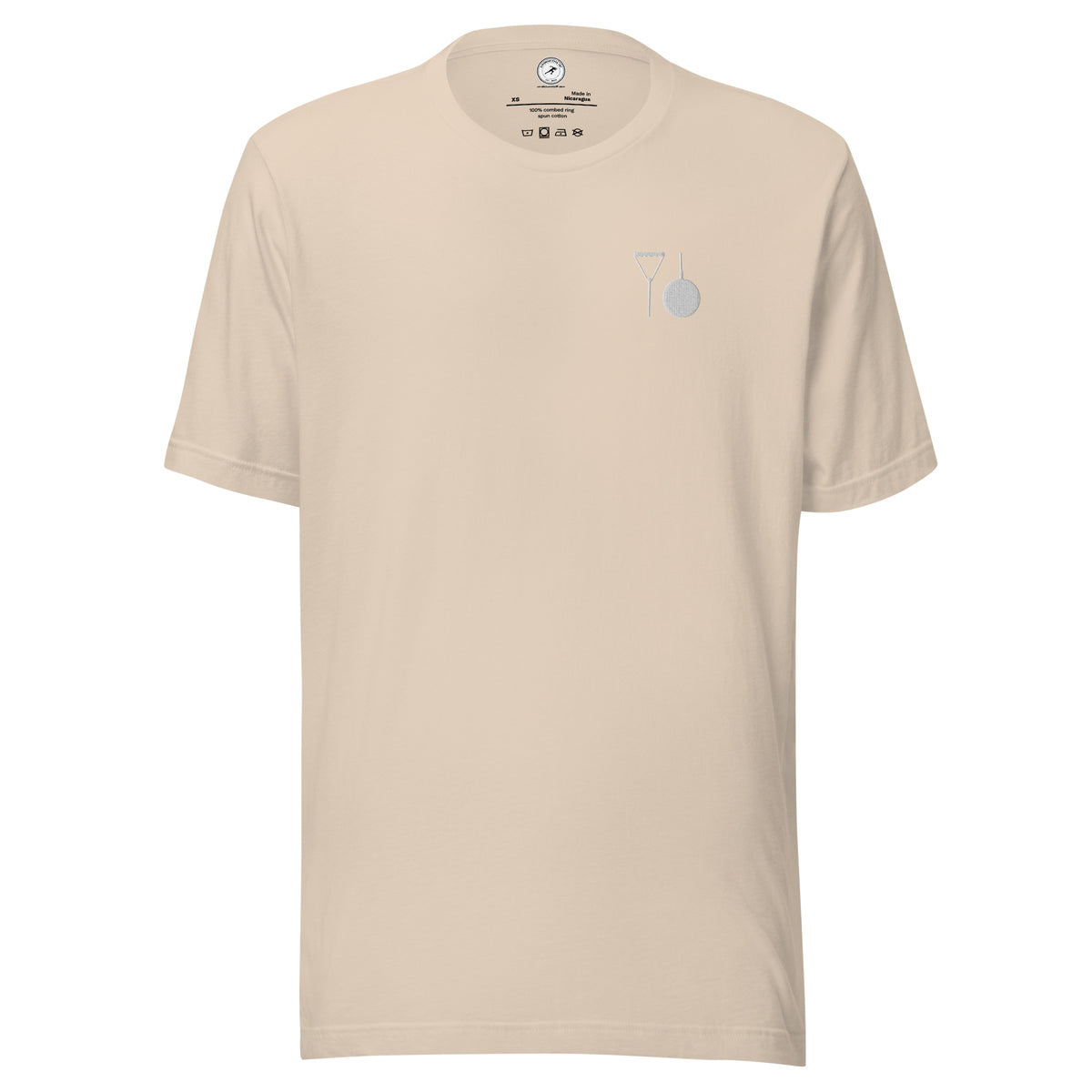 Minimalist Hammer Throw T-shirt: Embroidered Hammer soft cream