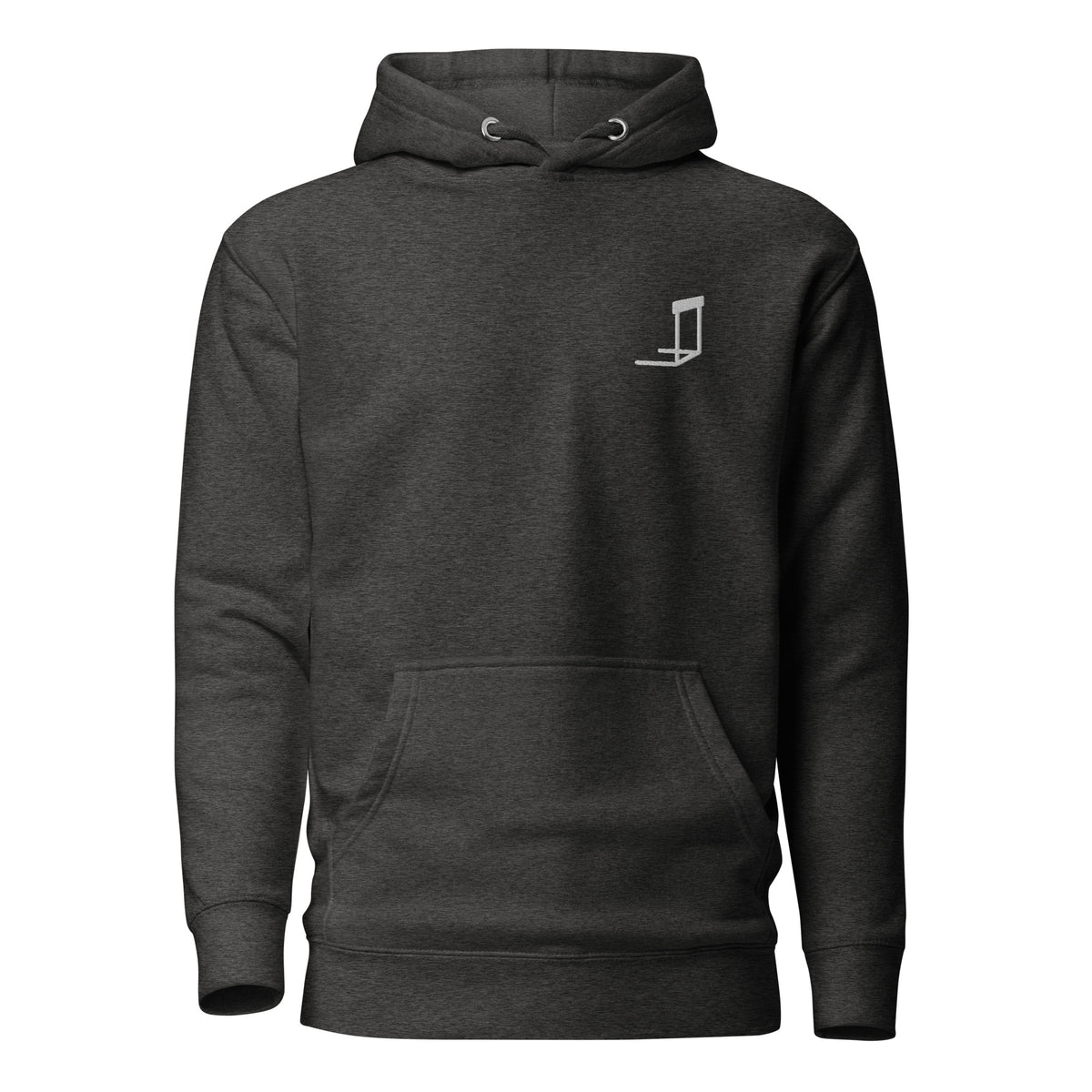 Minimalist Hurdles Hoodie: Embroidered Hurdle charcoal heather