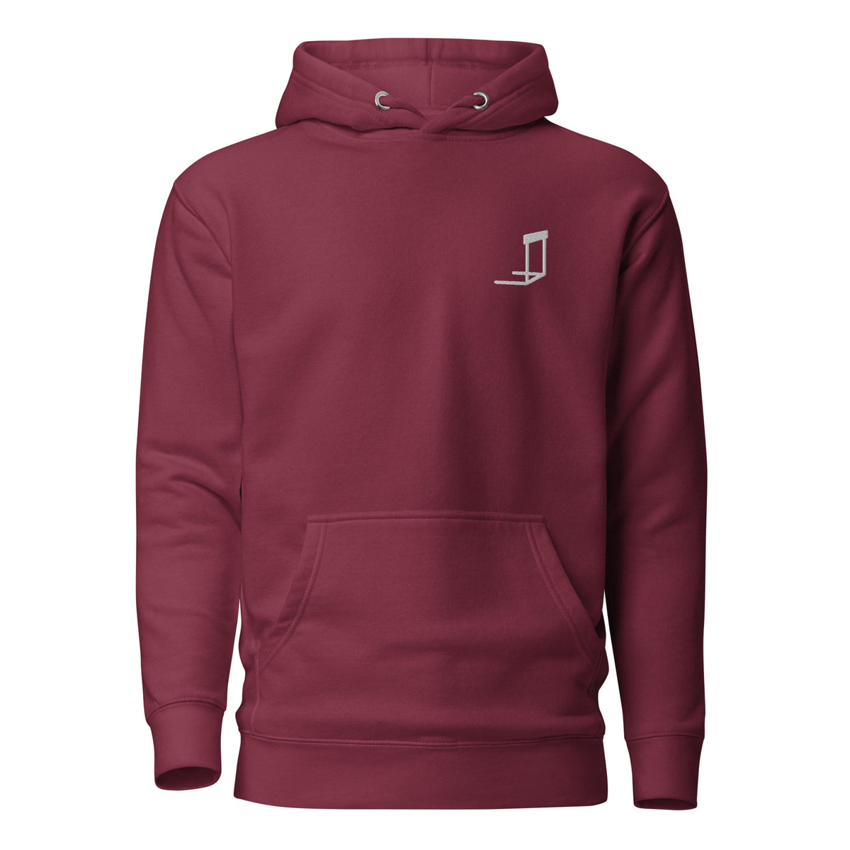 Minimalist Hurdles Hoodie: Embroidered Hurdle maroon