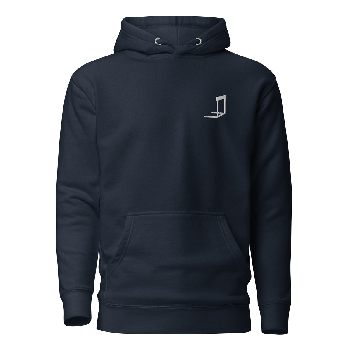 Minimalist Hurdles Hoodie: Embroidered Hurdle navy blazer