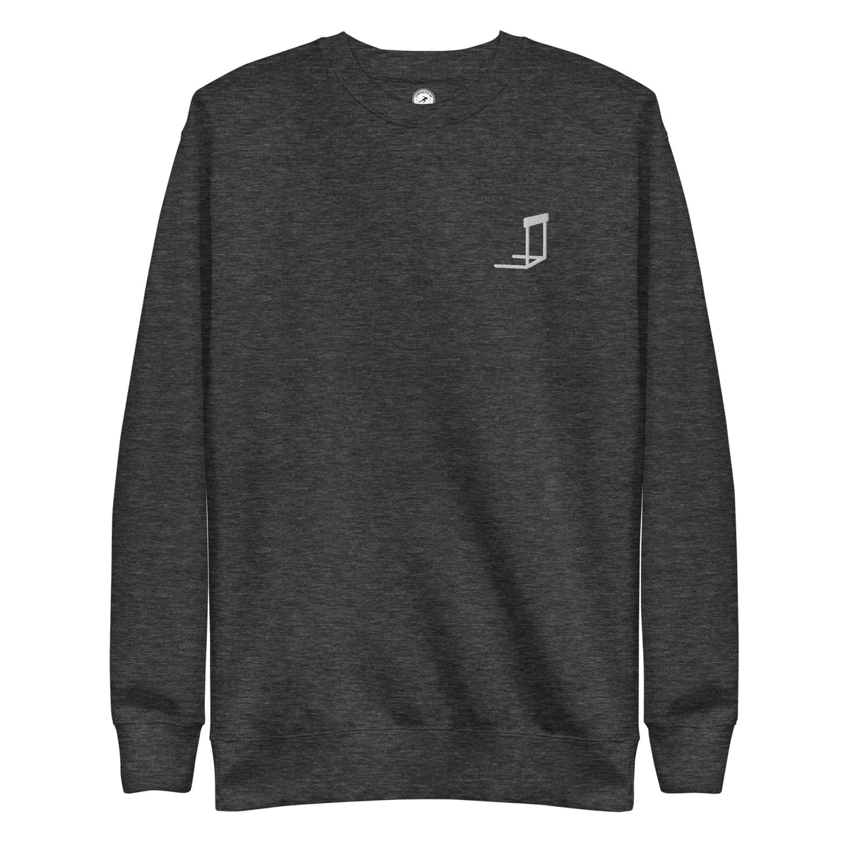 Minimalist Hurdles Sweatshirt: Embroidered Hurdle charcoal heather