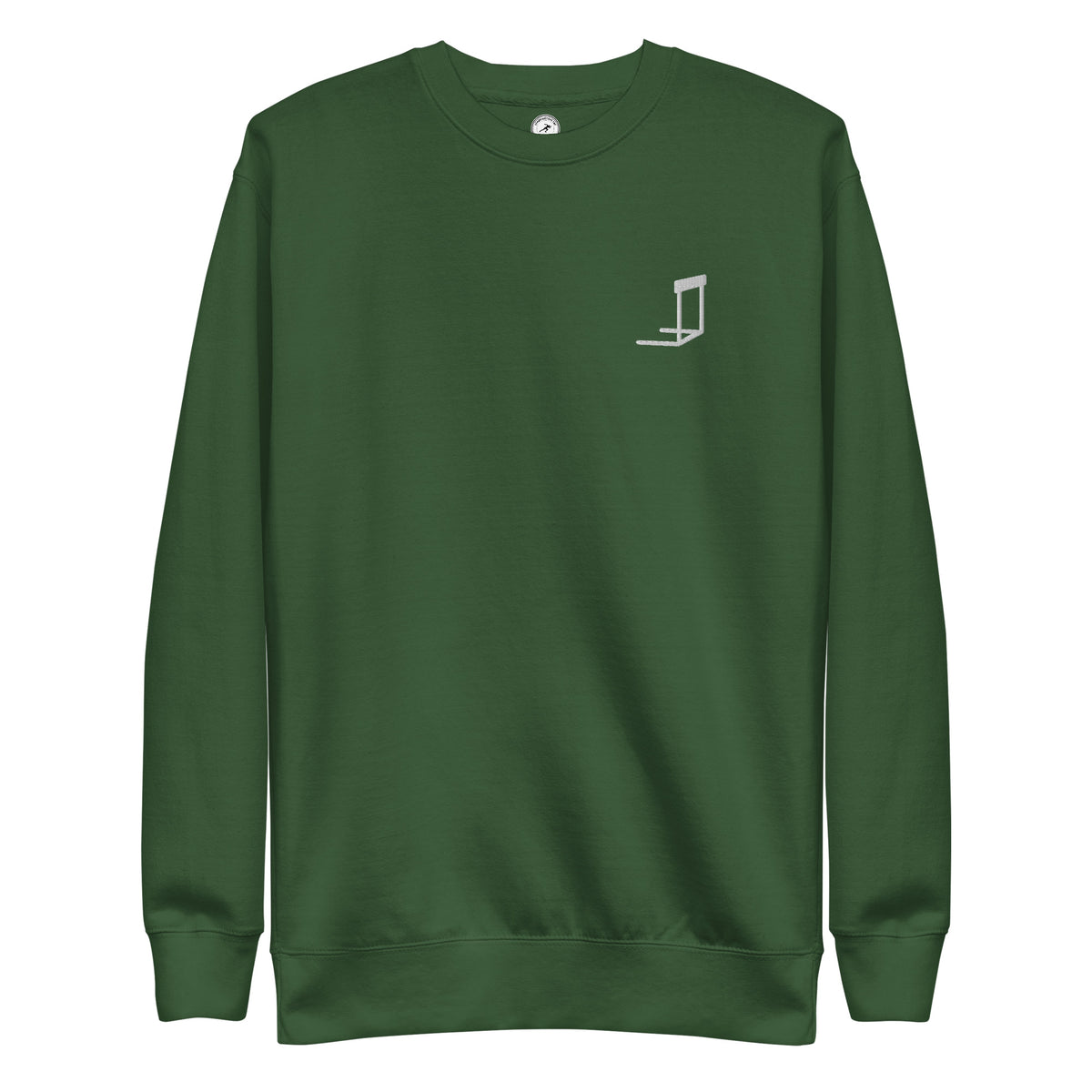 Minimalist Hurdles Sweatshirt: Embroidered Hurdle forest green