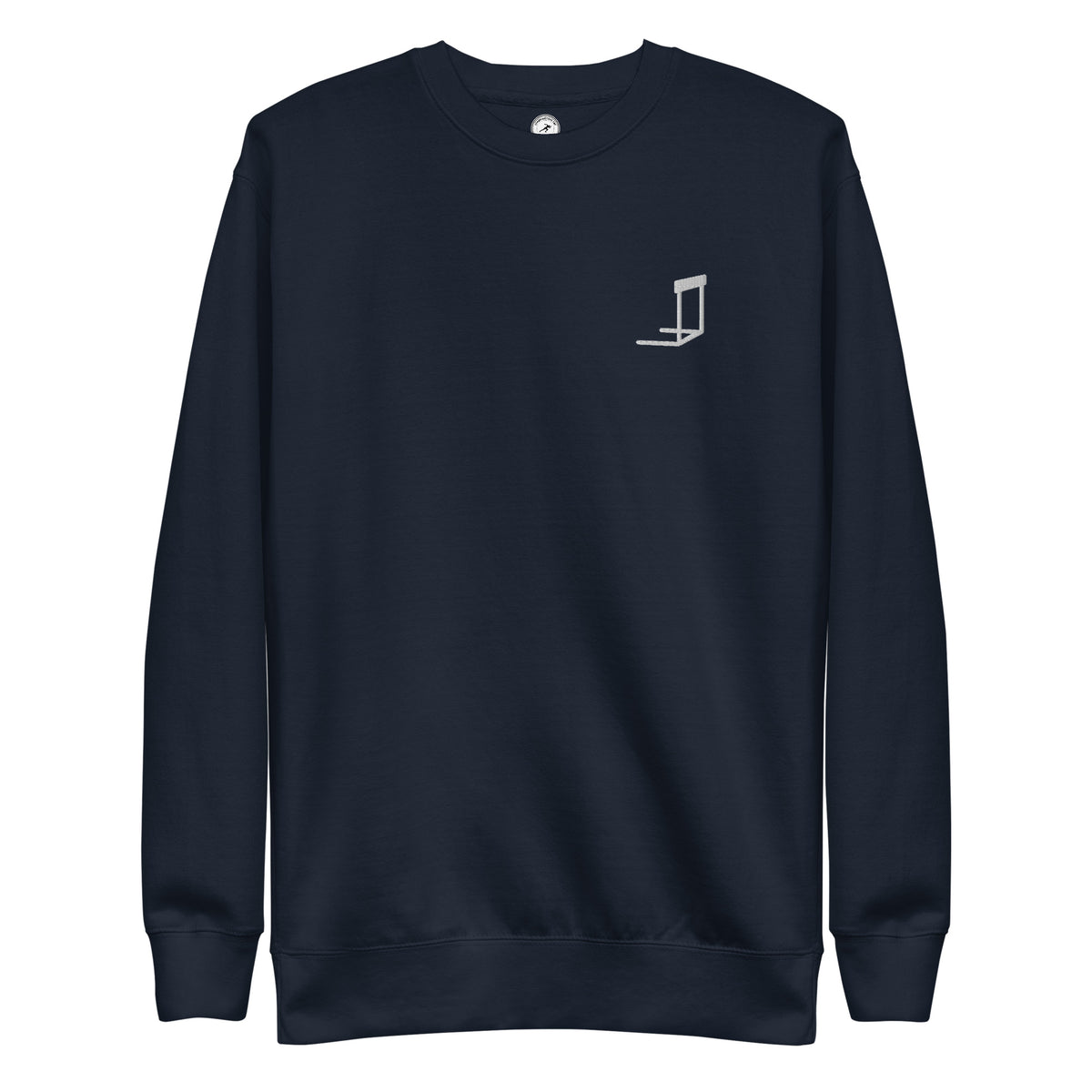 Minimalist Hurdles Sweatshirt: Embroidered Hurdle navy blazer