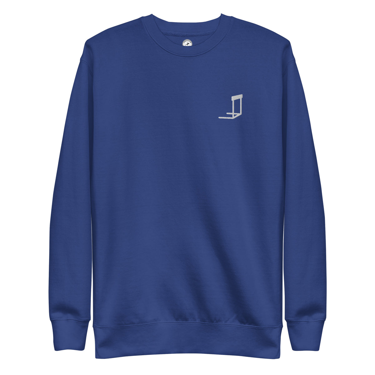 Minimalist Hurdles Sweatshirt: Embroidered Hurdle team royal