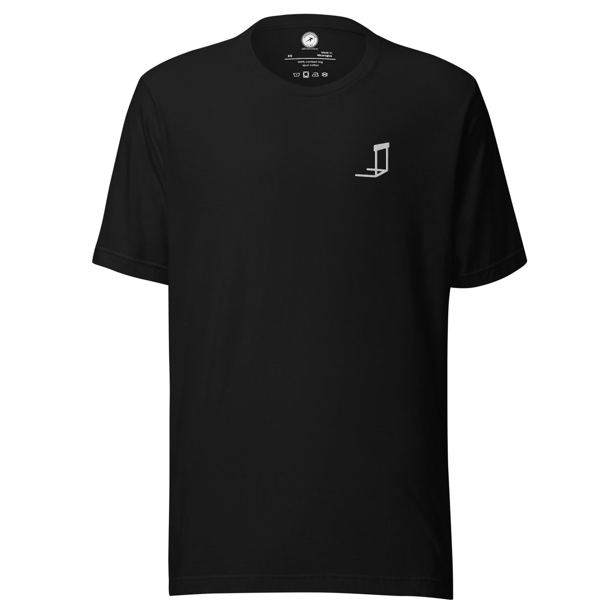 Minimalist Hurdles T-shirt: Embroidered Hurdle black