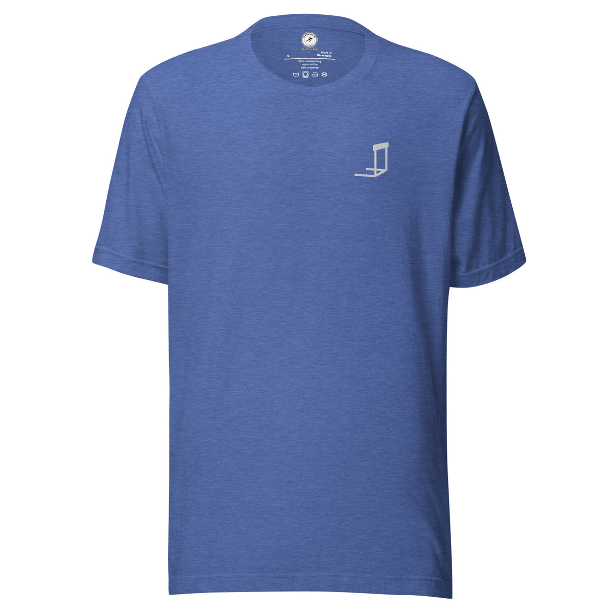 Minimalist Hurdles T-shirt: Embroidered Hurdle heather true royal