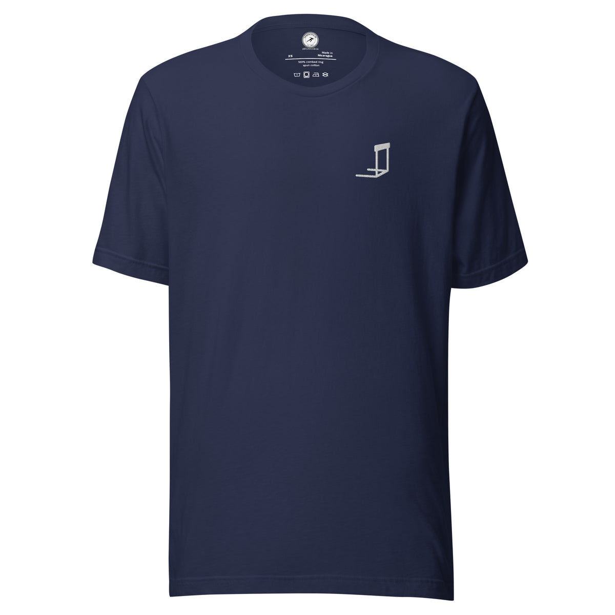 Minimalist Hurdles T-shirt: Embroidered Hurdle navy