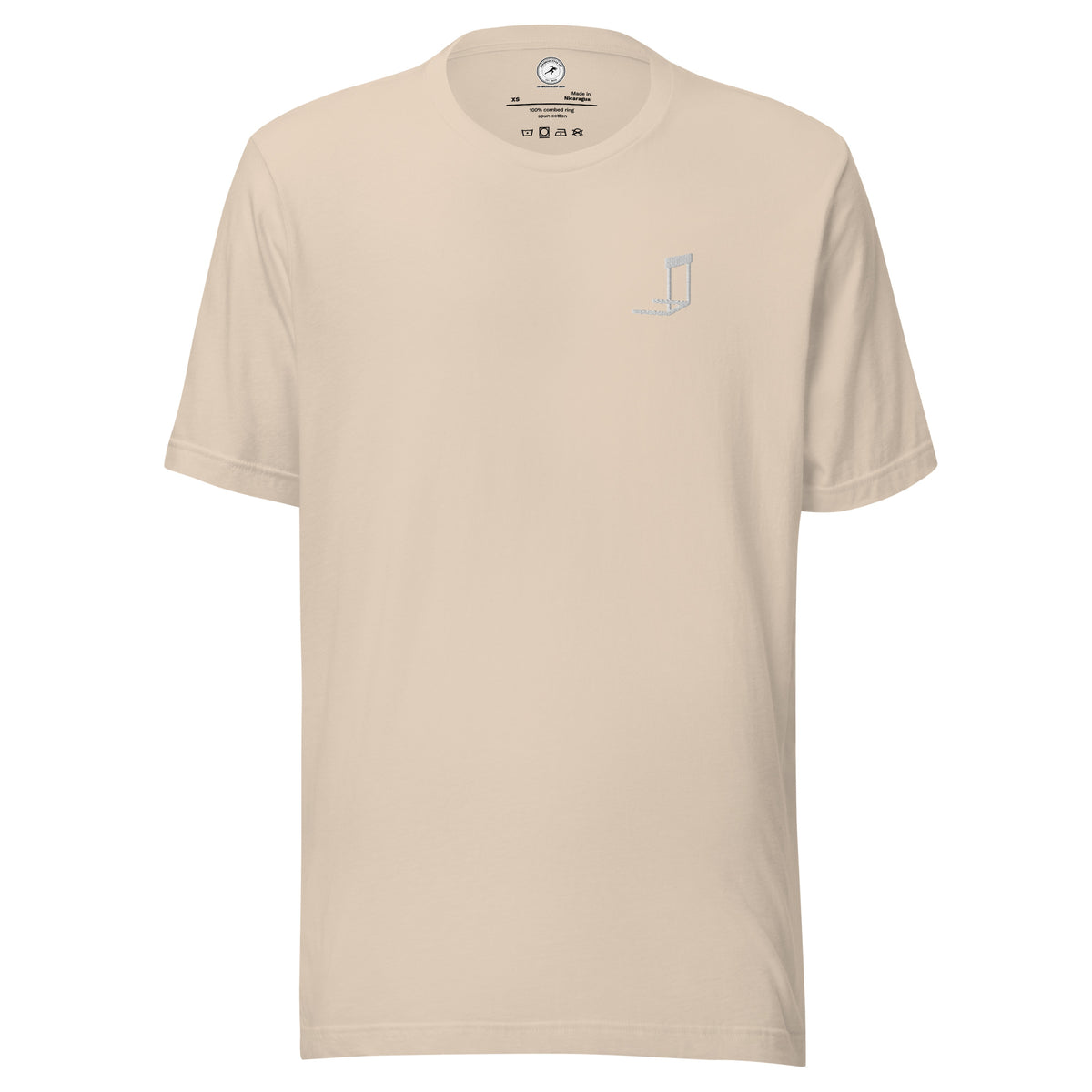 Minimalist Hurdles T-shirt: Embroidered Hurdle soft cream