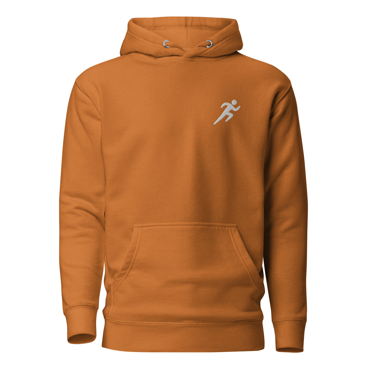 Minimalist Running Hoodie: Embroidered Runner adobe