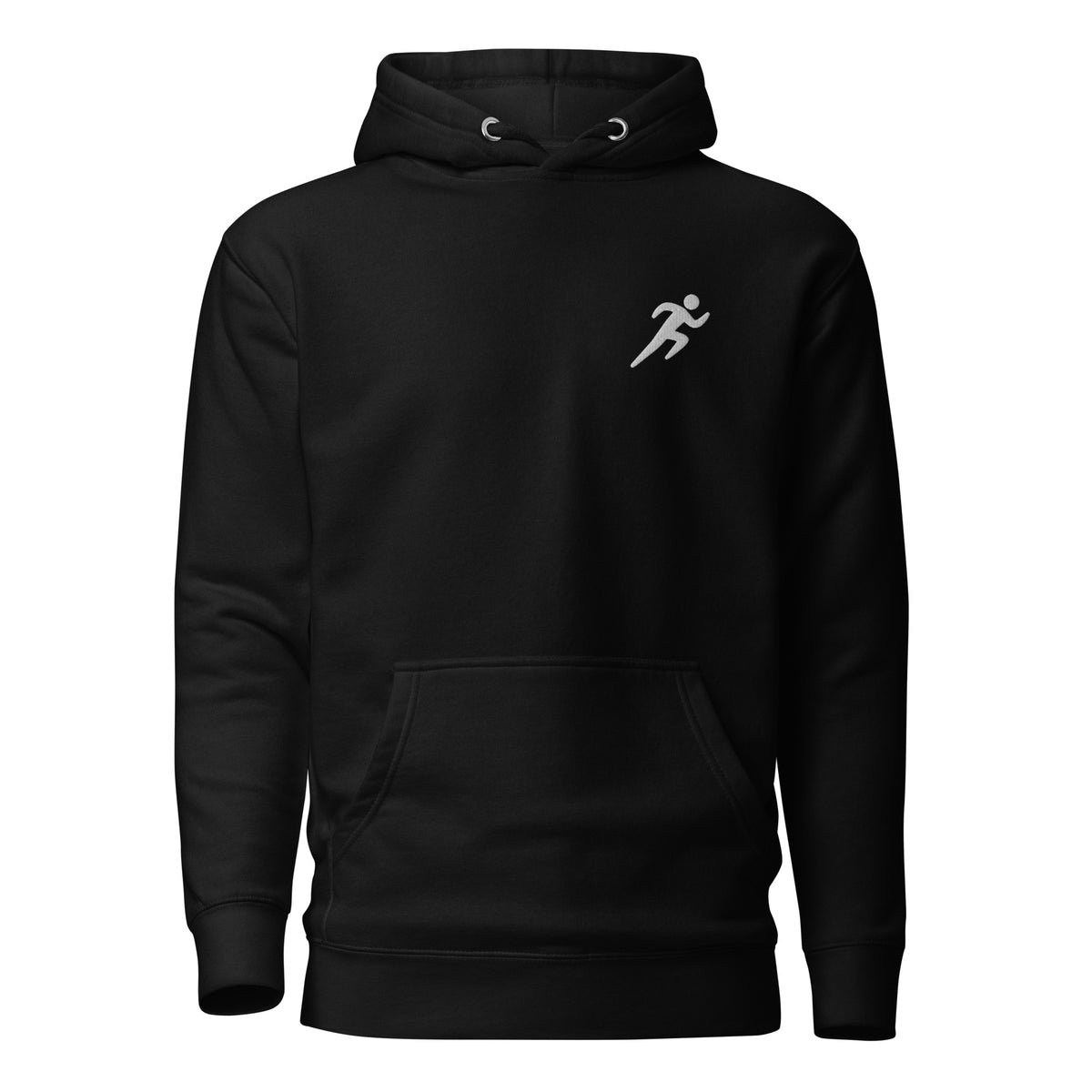 Minimalist Running Hoodie: Embroidered Runner black