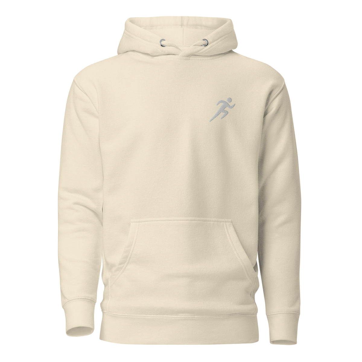 Minimalist Running Hoodie: Embroidered Runner bone