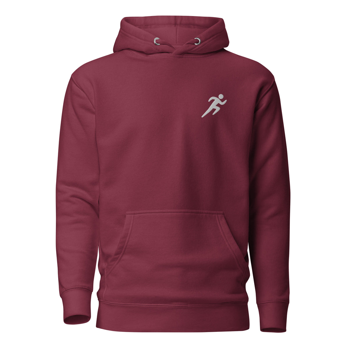 Minimalist Running Hoodie: Embroidered Runner maroon
