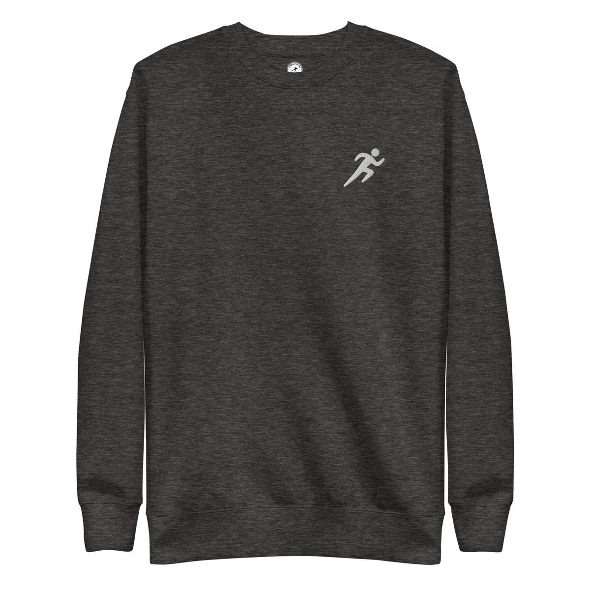Minimalist Running Sweatshirt: Embroidered Runner charcoal heather