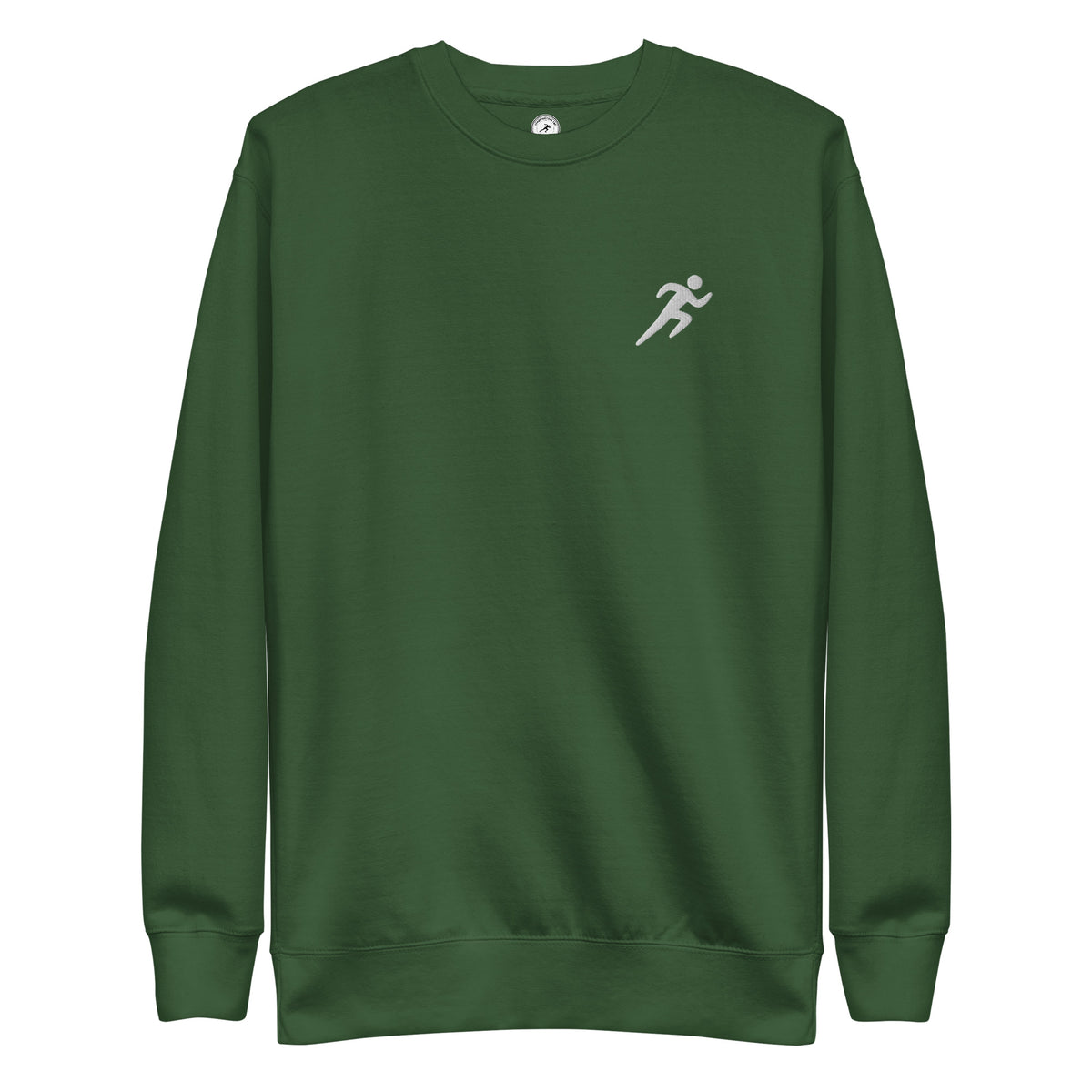 Minimalist Running Sweatshirt: Embroidered Runner forest green