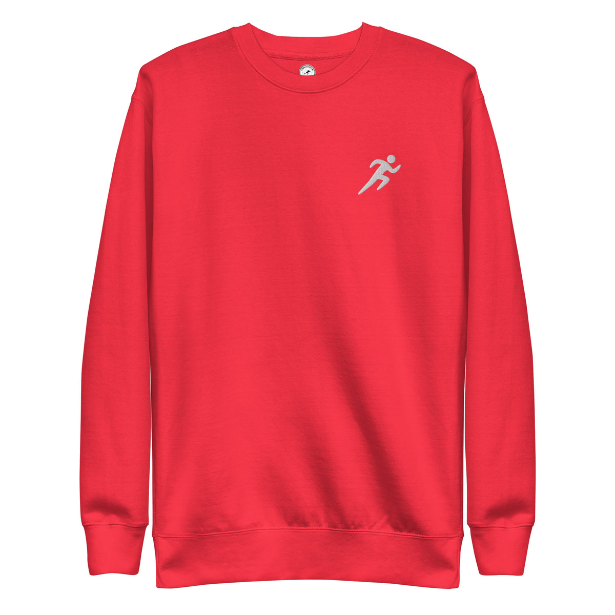 Minimalist Running Sweatshirt: Embroidered Runner team red