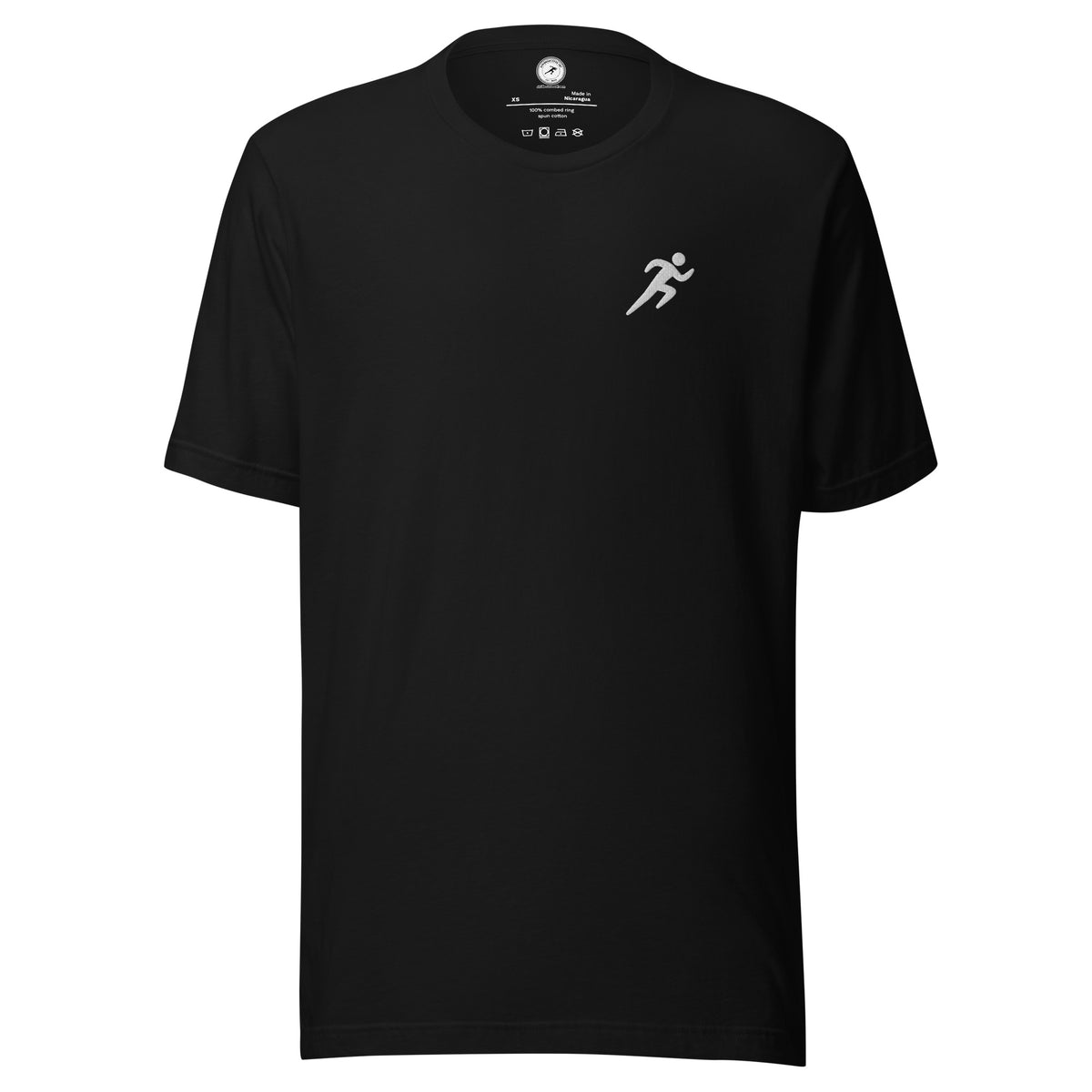 Minimalist Running T-shirt: Embroidered Runner black