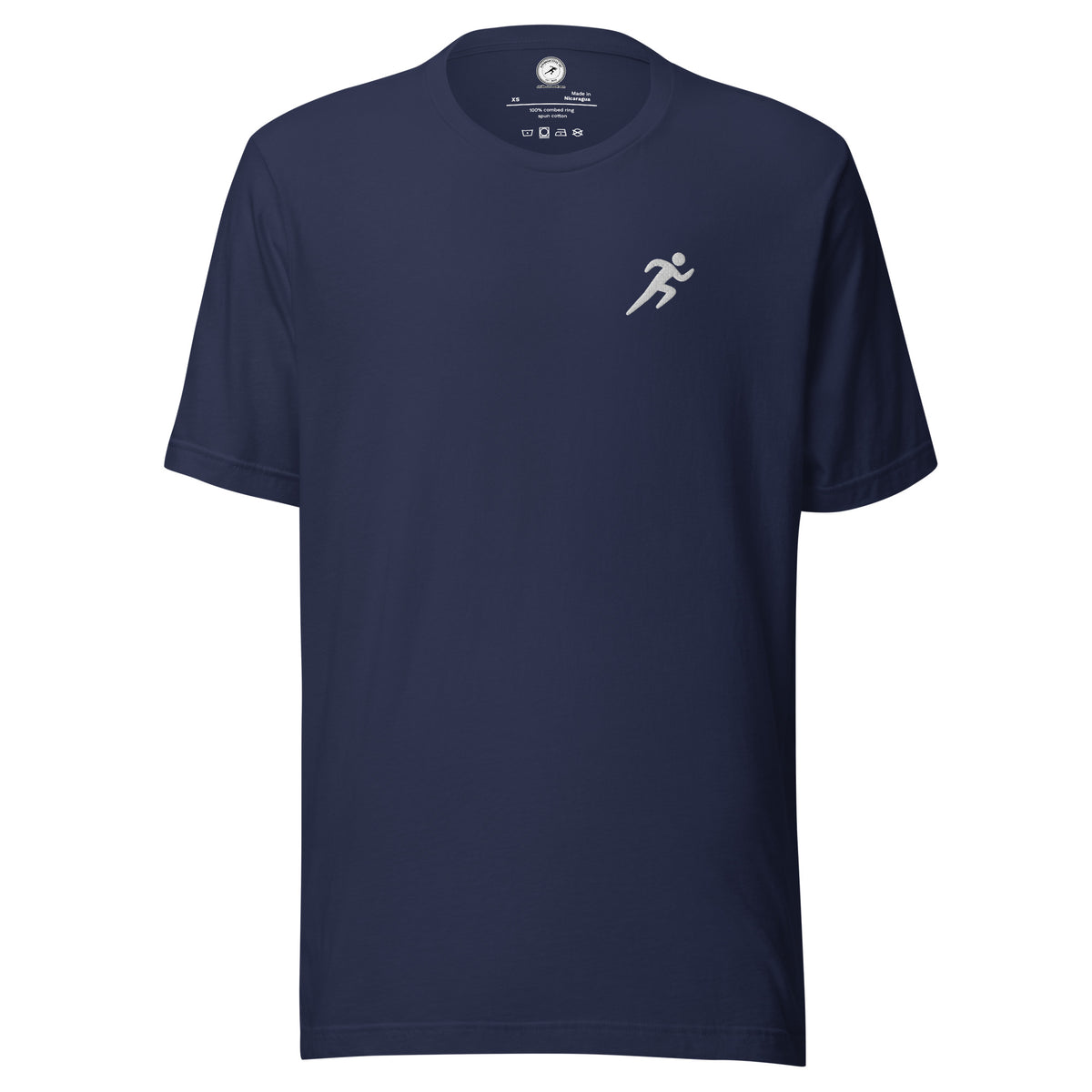 Minimalist Running T-shirt: Embroidered Runner navy