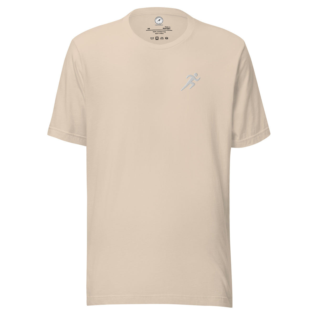 Minimalist Running T-shirt: Embroidered Runner soft cream