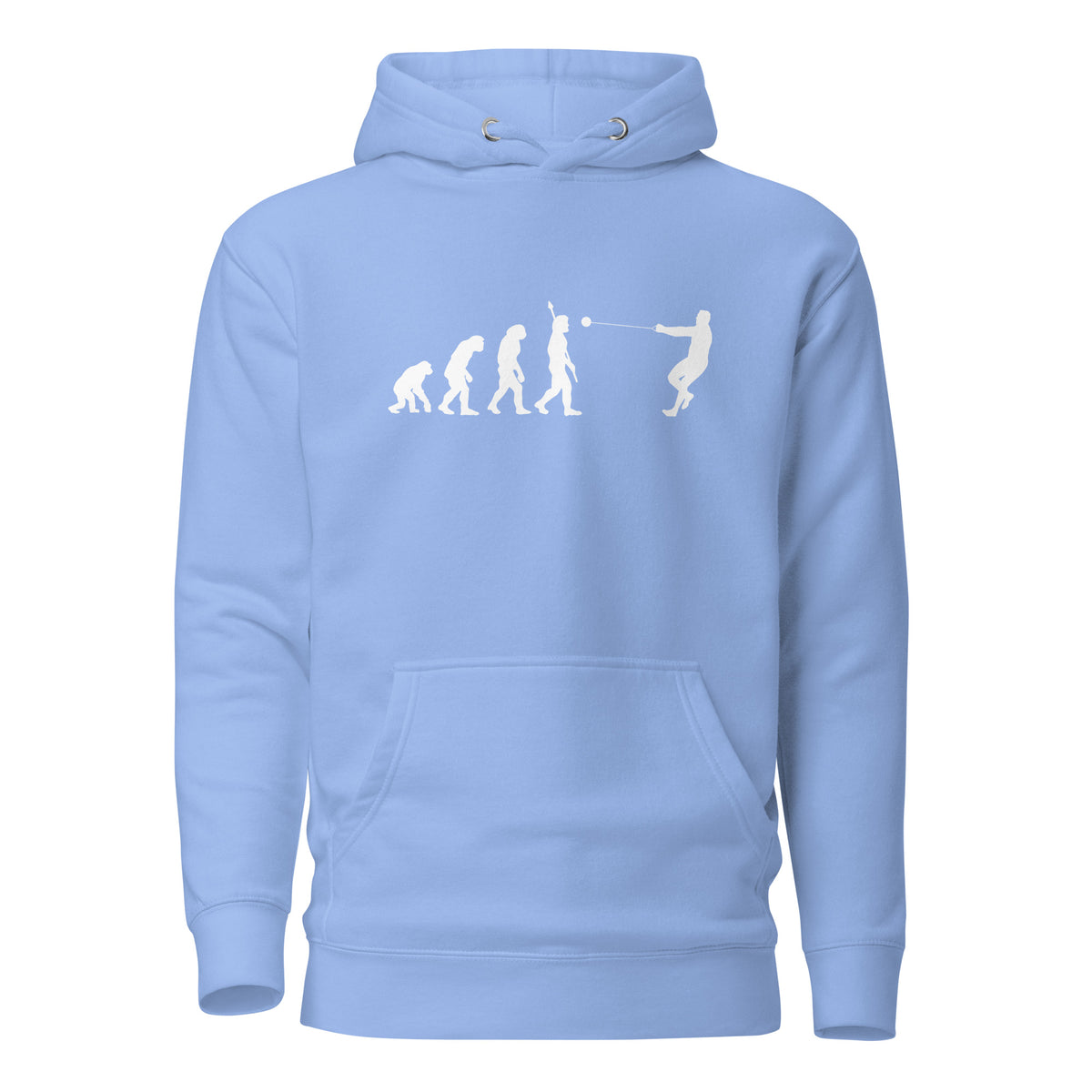 Funny Hammer Throw Hoodie: Human Evolution carolina blue