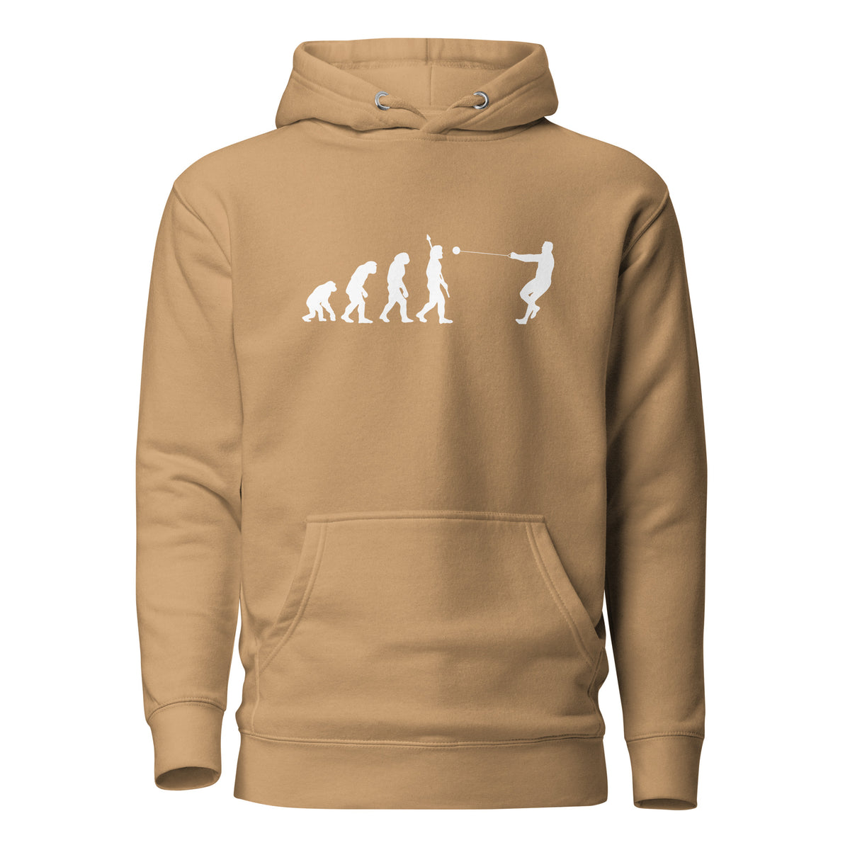 Funny Hammer Throw Hoodie: Human Evolution khaki
