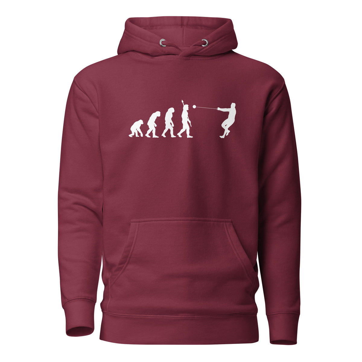 Funny Hammer Throw Hoodie: Human Evolution maroon