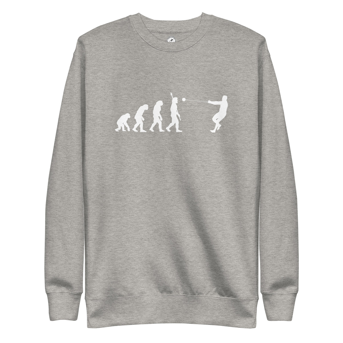 Funny Hammer Throw Sweatshirt: Human Evolution carbon grey