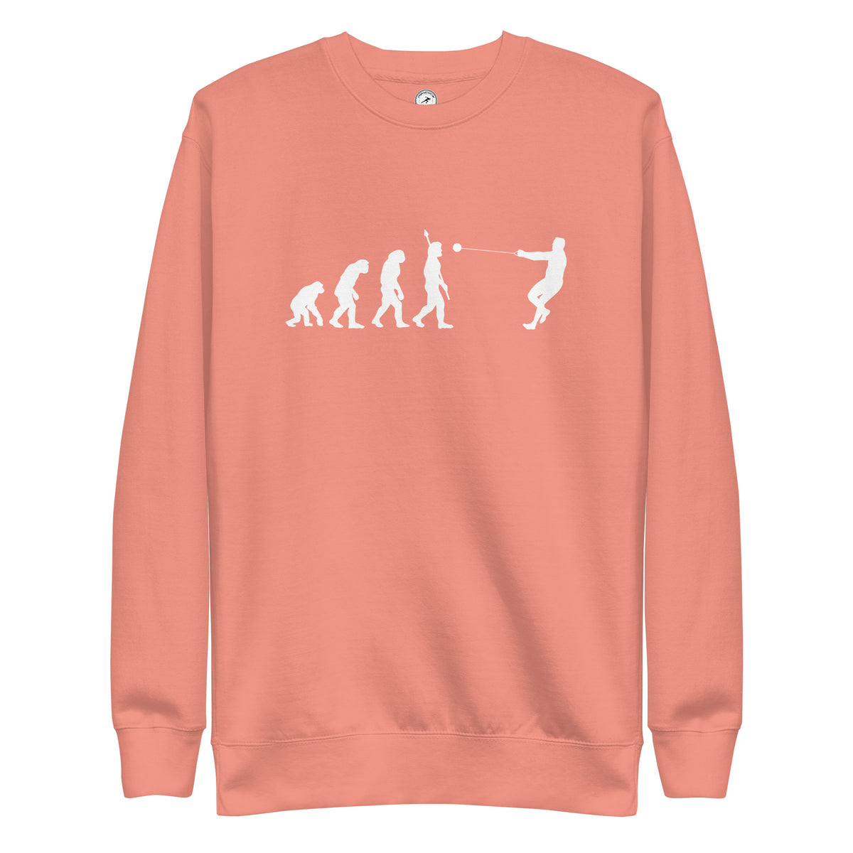 Funny Hammer Throw Sweatshirt: Human Evolution dusty rose