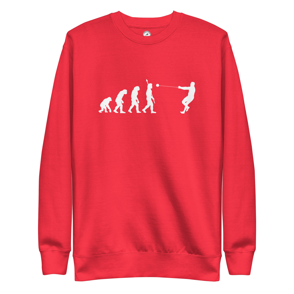 Funny Hammer Throw Sweatshirt: Human Evolution team red