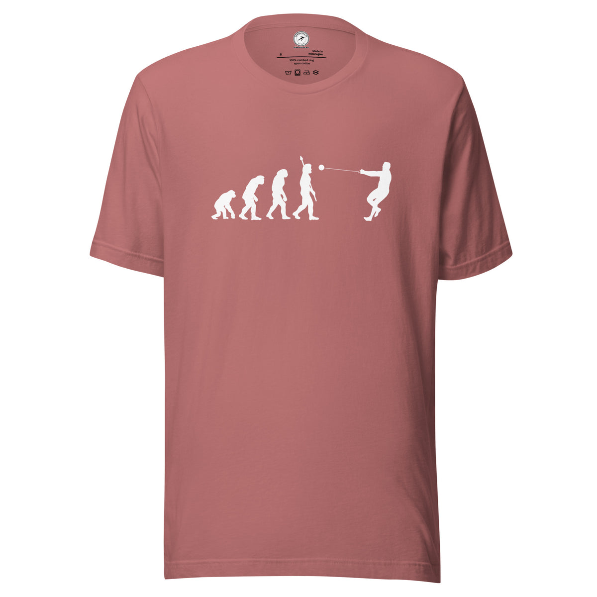 Funny Hammer Throw T-shirt: Human Evolution mauve