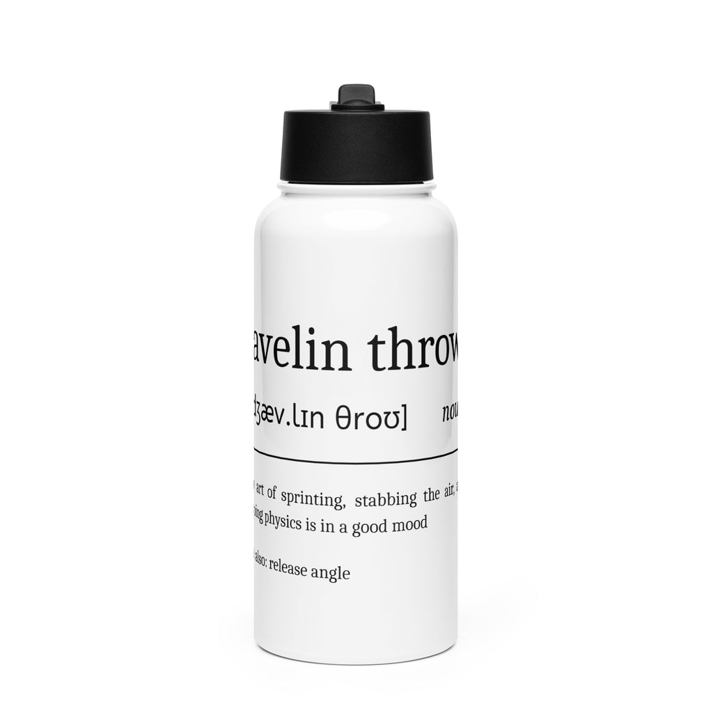 Funny Javelin Throw Water Bottle: Dictionary Definition front